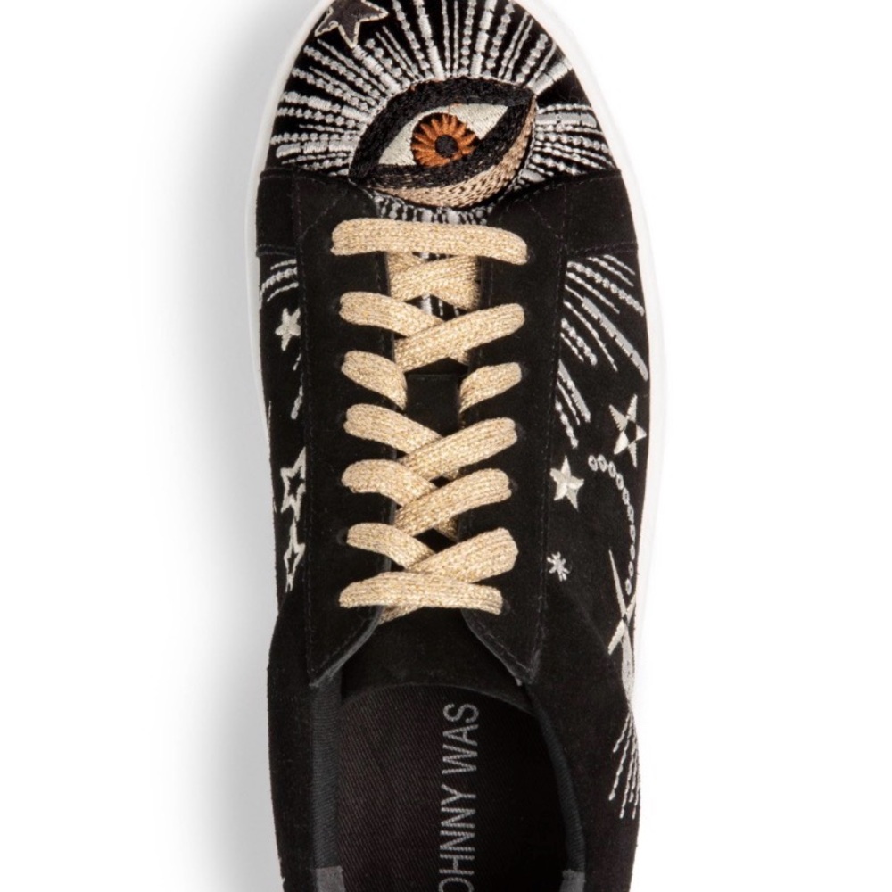 Johnny Was Black and Gold Embroidered Sneakers